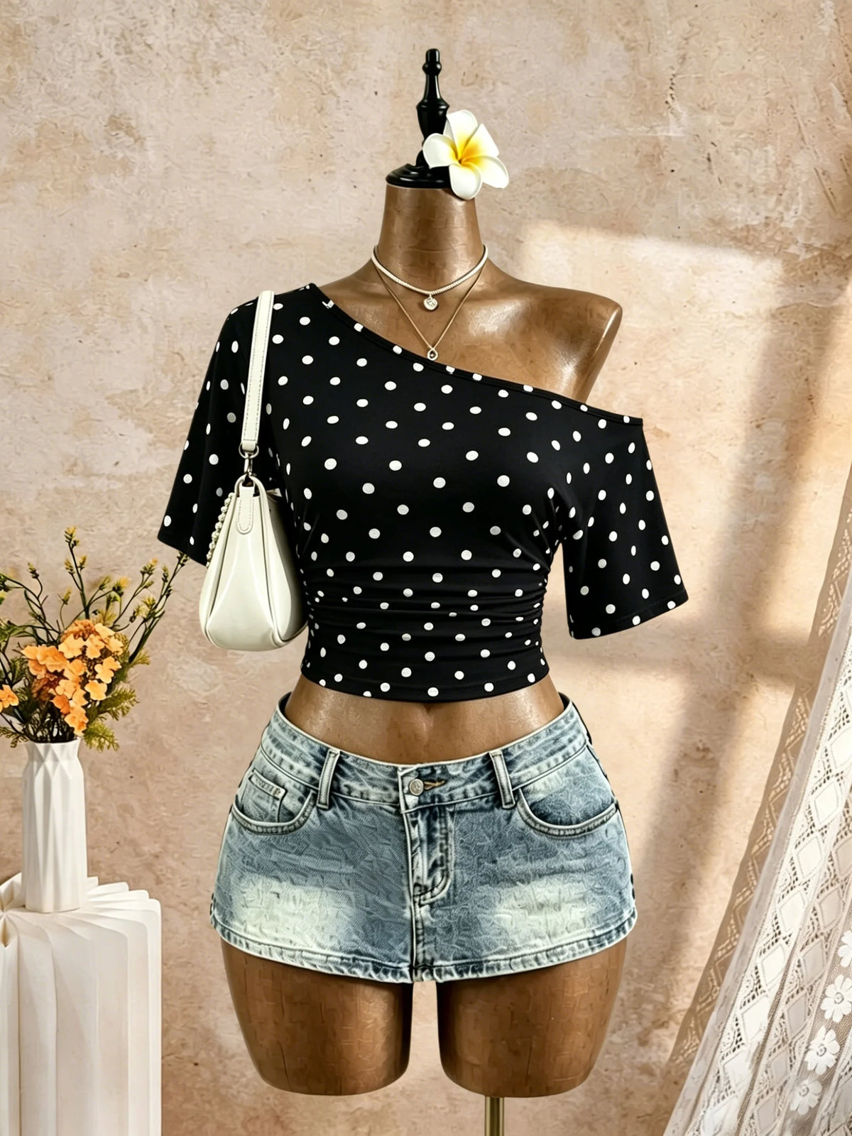 Y2K Ruched One-Shoulder Crop Top