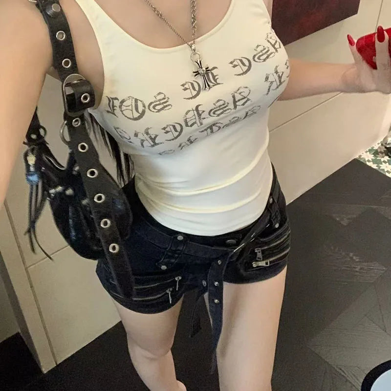 Y2K Gothic Low-Waist Denim Shorts