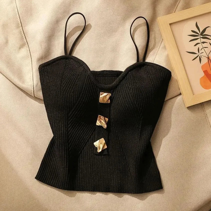 French Cross-Knit Cami Top