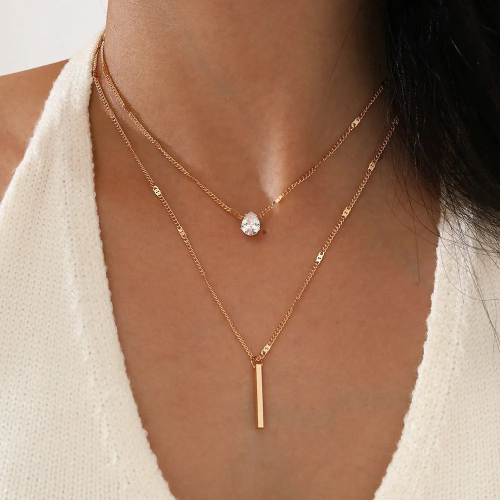 Zircon Layered Choker Necklace