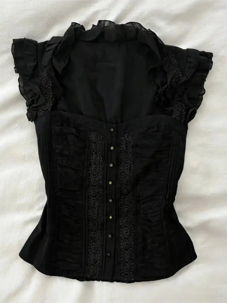 Y2K Lace Goth Crop Top