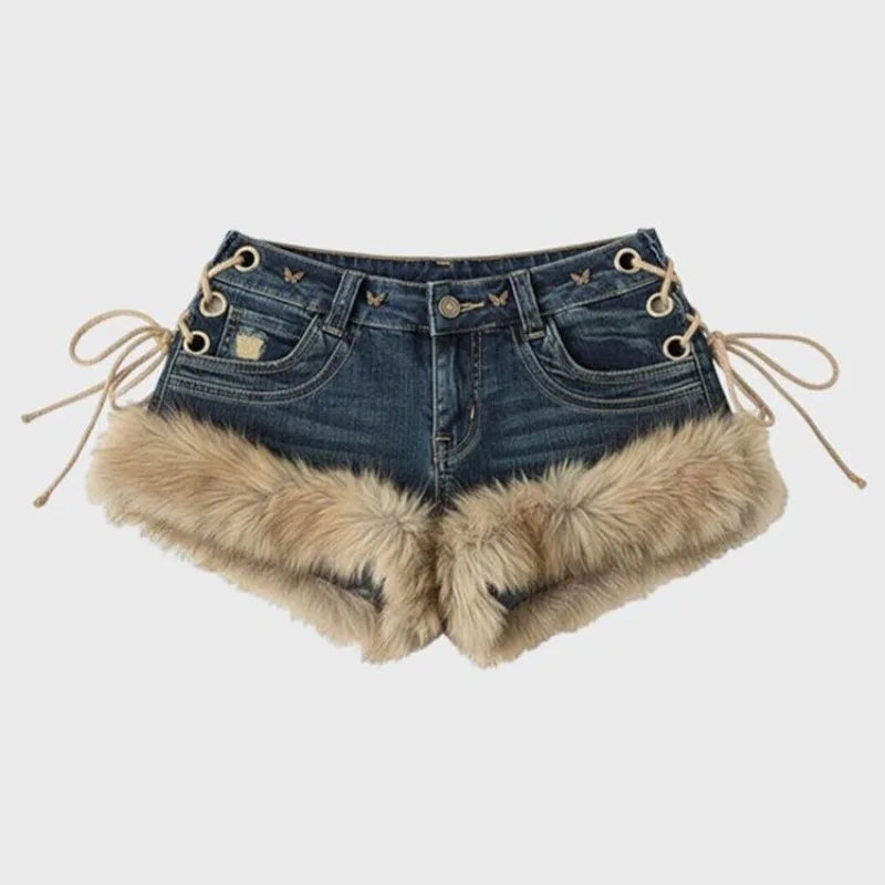 Retro Fluffy Y2K Shorts