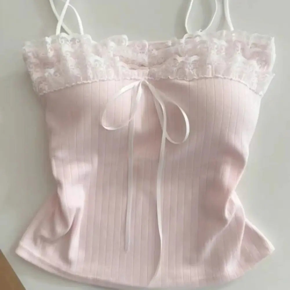Bow Lace Padded Crop Top