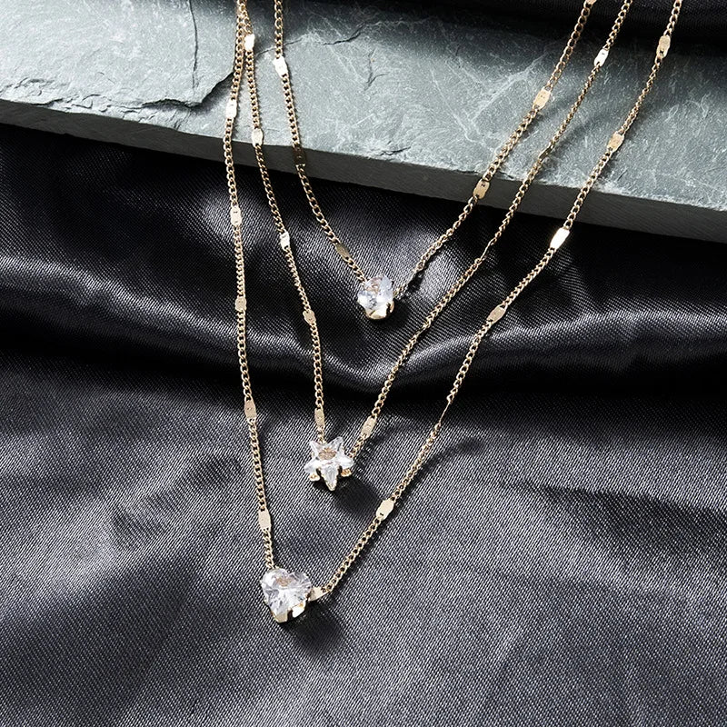 Zircon Layered Choker Necklace