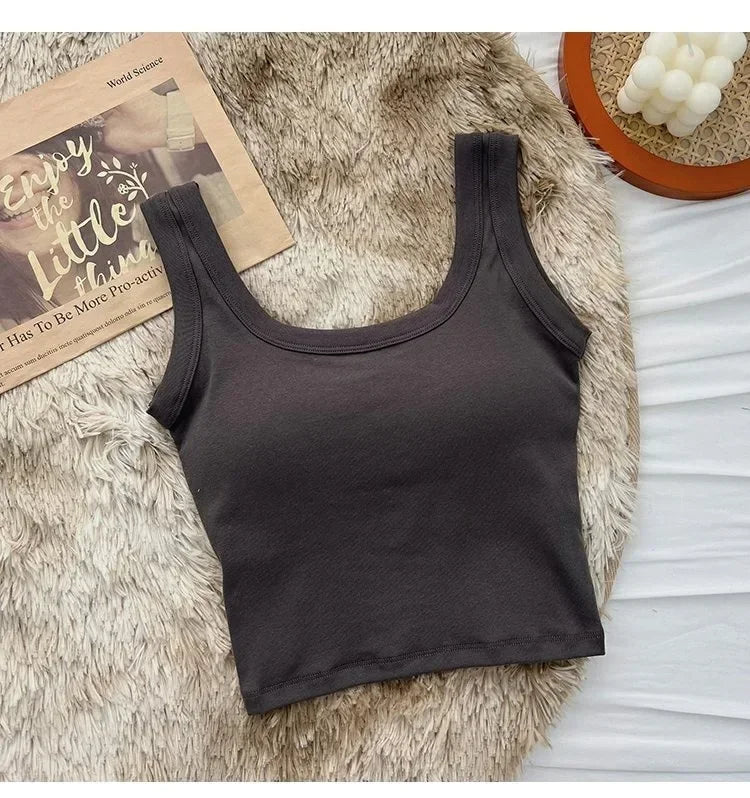Seamless Cotton Padded Tank Bra