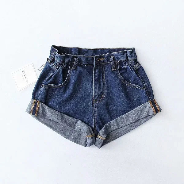 High-Waist Split-Hem Denim Shorts