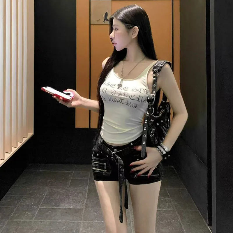 Y2K Gothic Low-Waist Denim Shorts