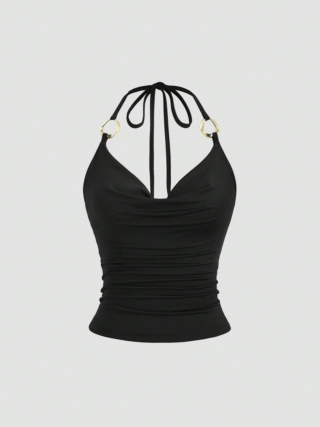 Metal Drape Halter Crop Top