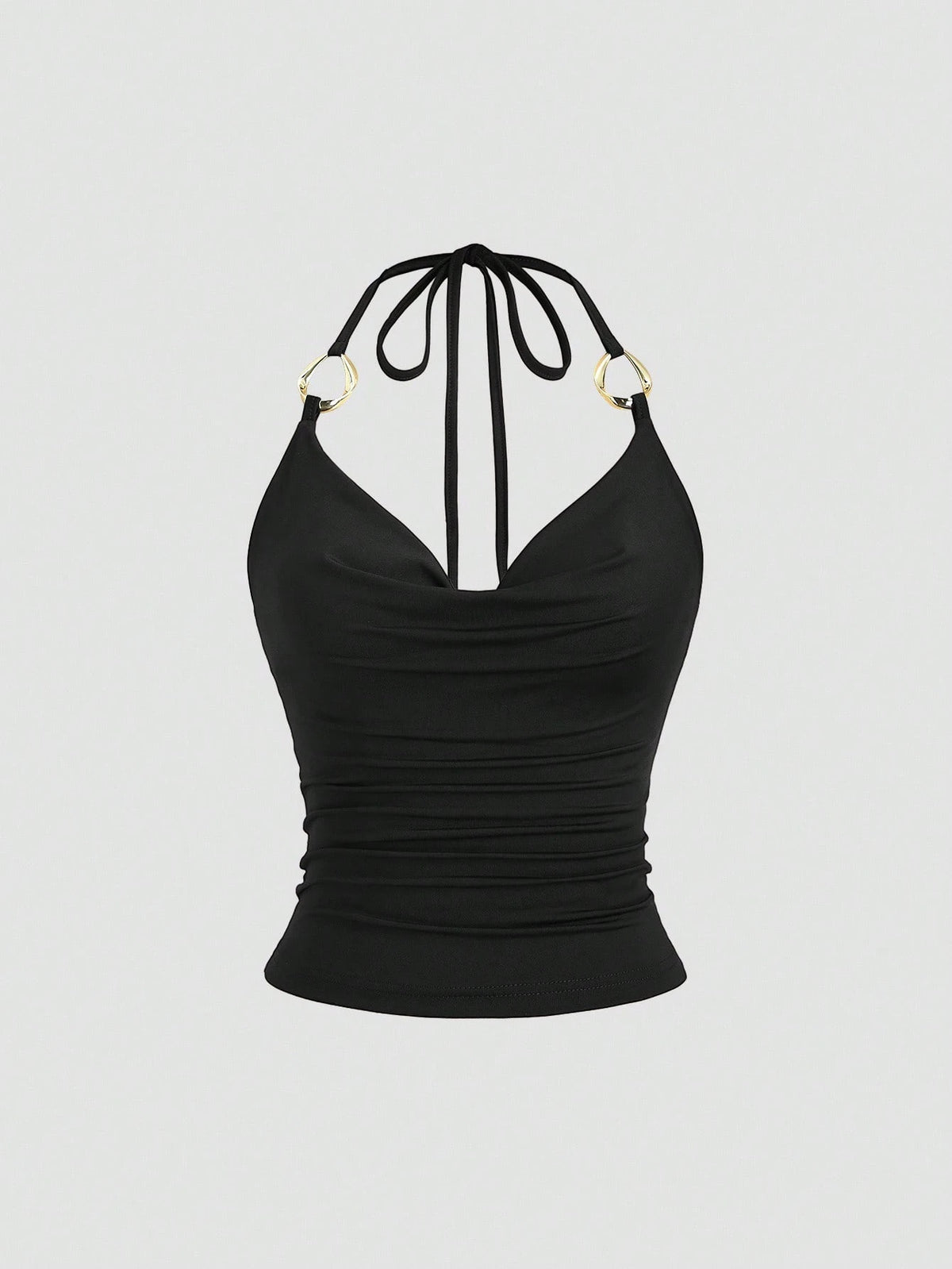 Metal Drape Halter Crop Top