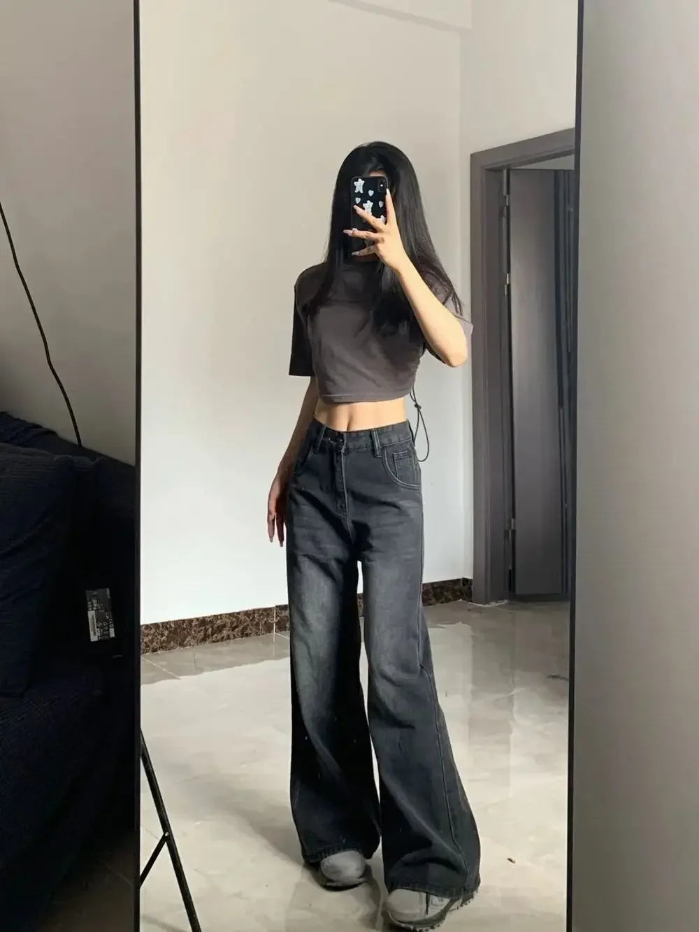 High-Waist Straight-Leg Denim Jeans