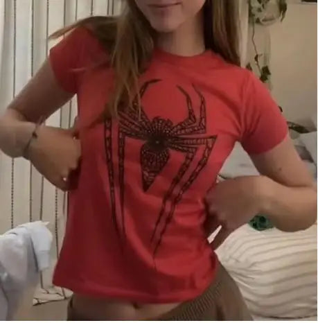 Goth Spider Graphic Crop Tee