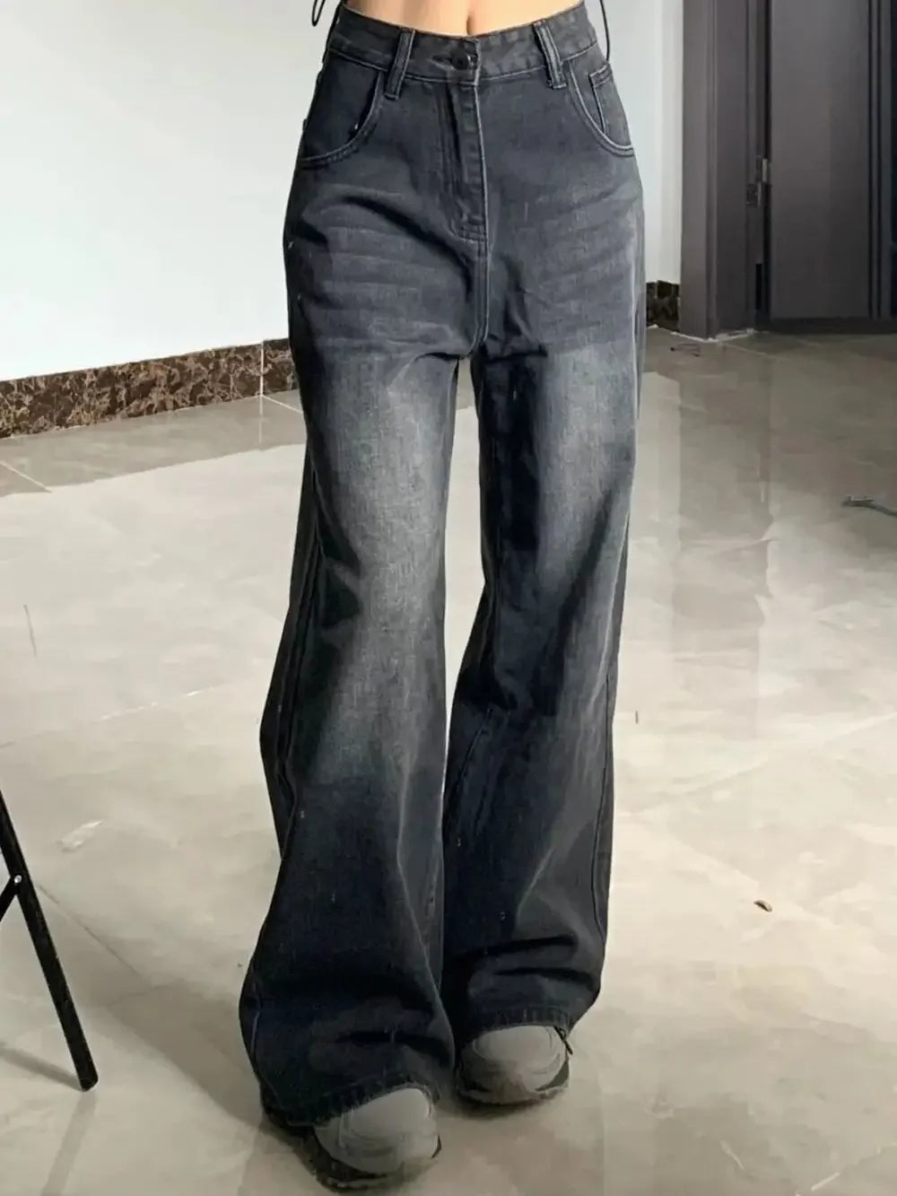 High-Waist Straight-Leg Denim Jeans