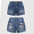 Y2K Rhinestone Low-Rise Denim Shorts