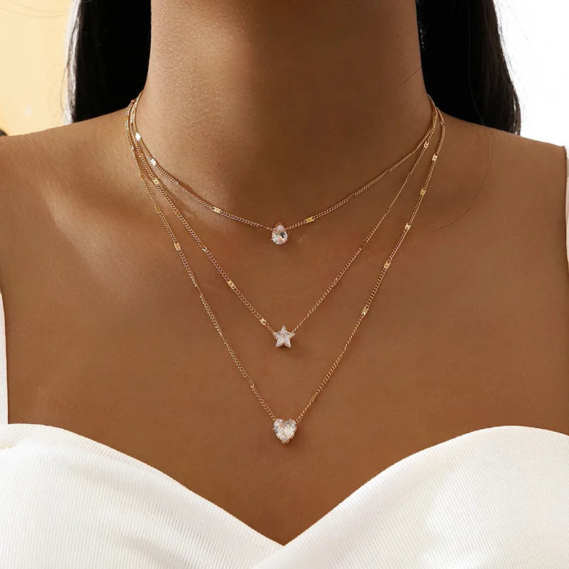 Zircon Layered Choker Necklace