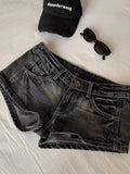 Vintage Black Y2K Denim Shorts