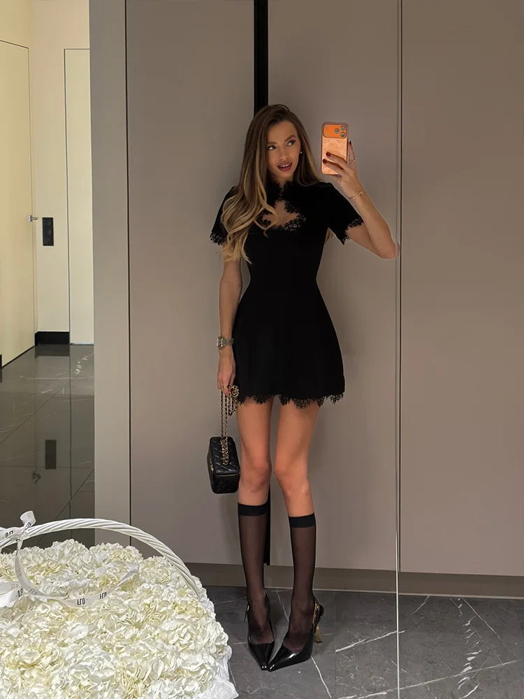 Sexy Lace Patchwork Mini Dress