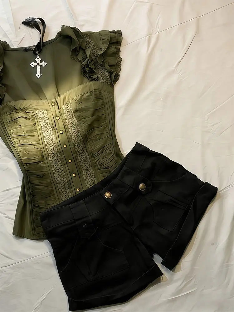 Y2K Lace Goth Crop Top