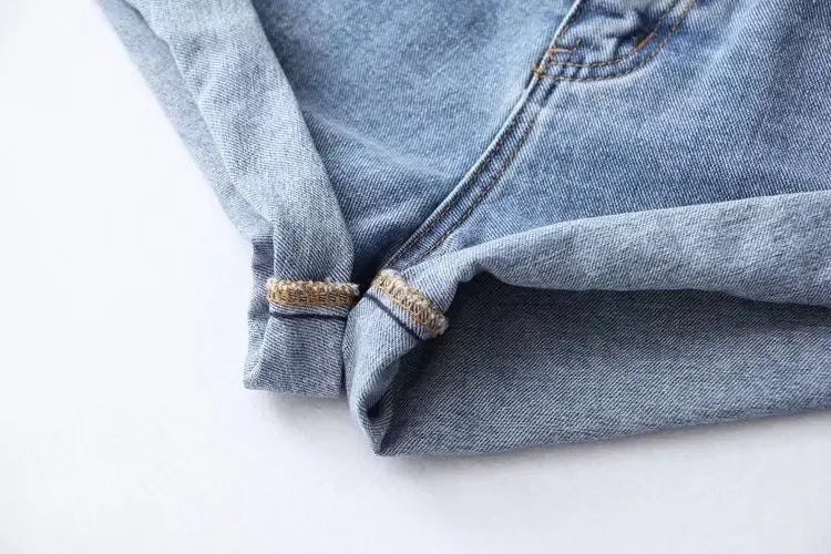 High-Waist Split-Hem Denim Shorts