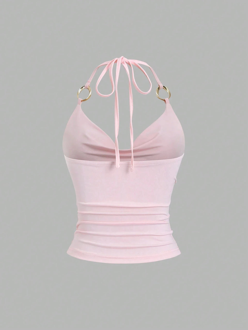 Metal Drape Halter Crop Top