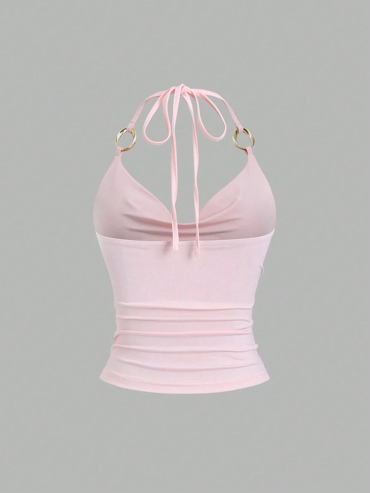 Metal Drape Halter Crop Top