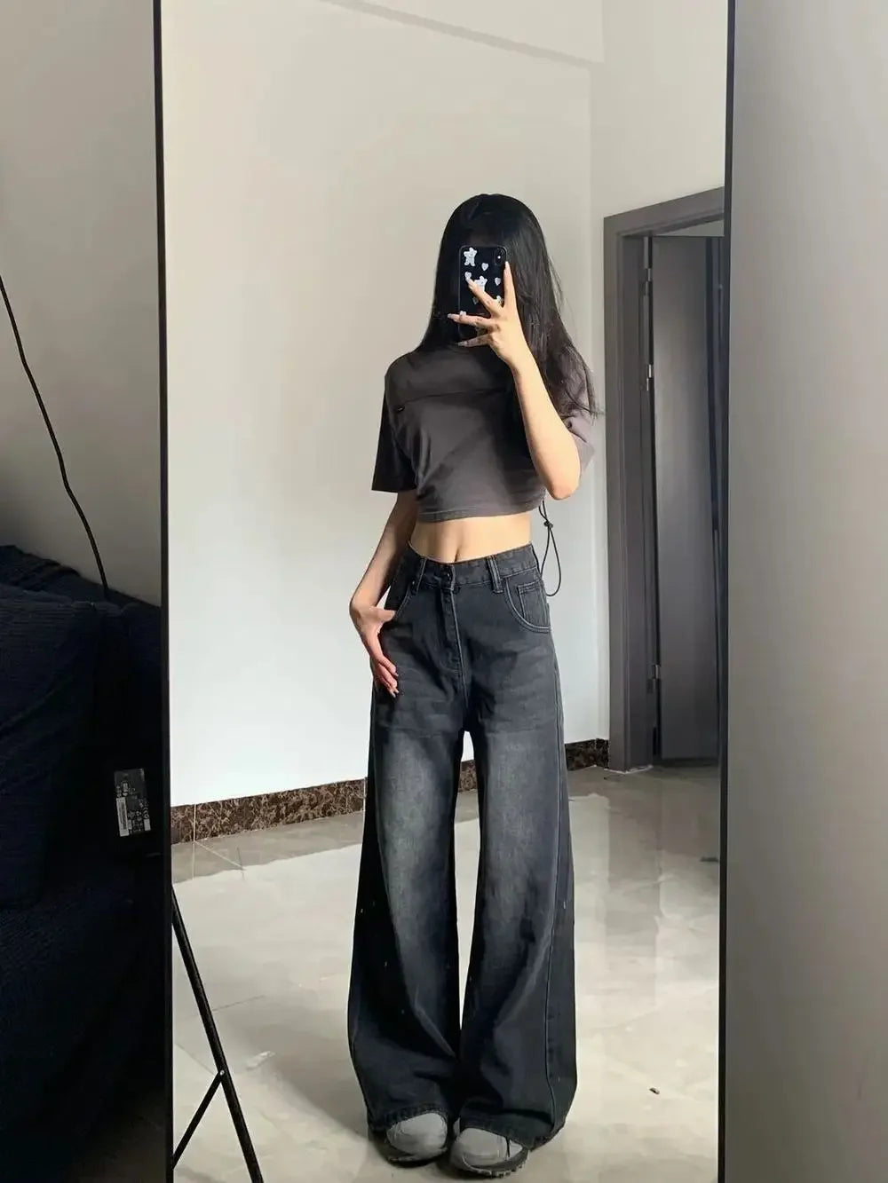 High-Waist Straight-Leg Denim Jeans