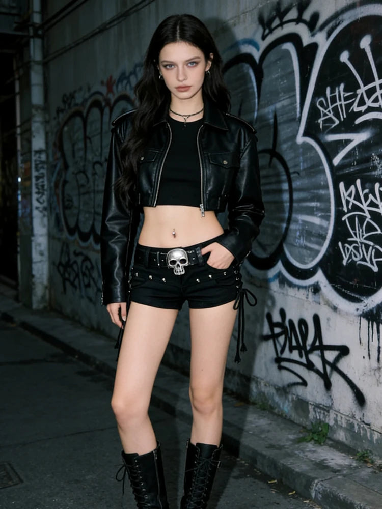 Y2K Gothic Denim Shorts