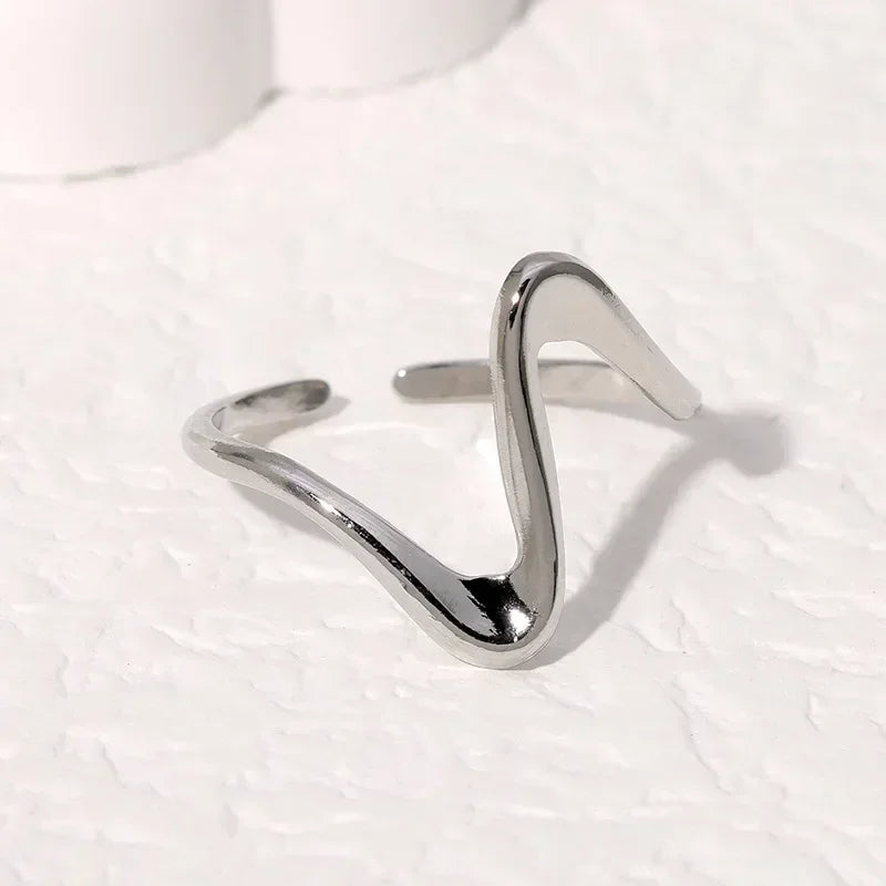 Stainless Steel Irregular Wave Rings