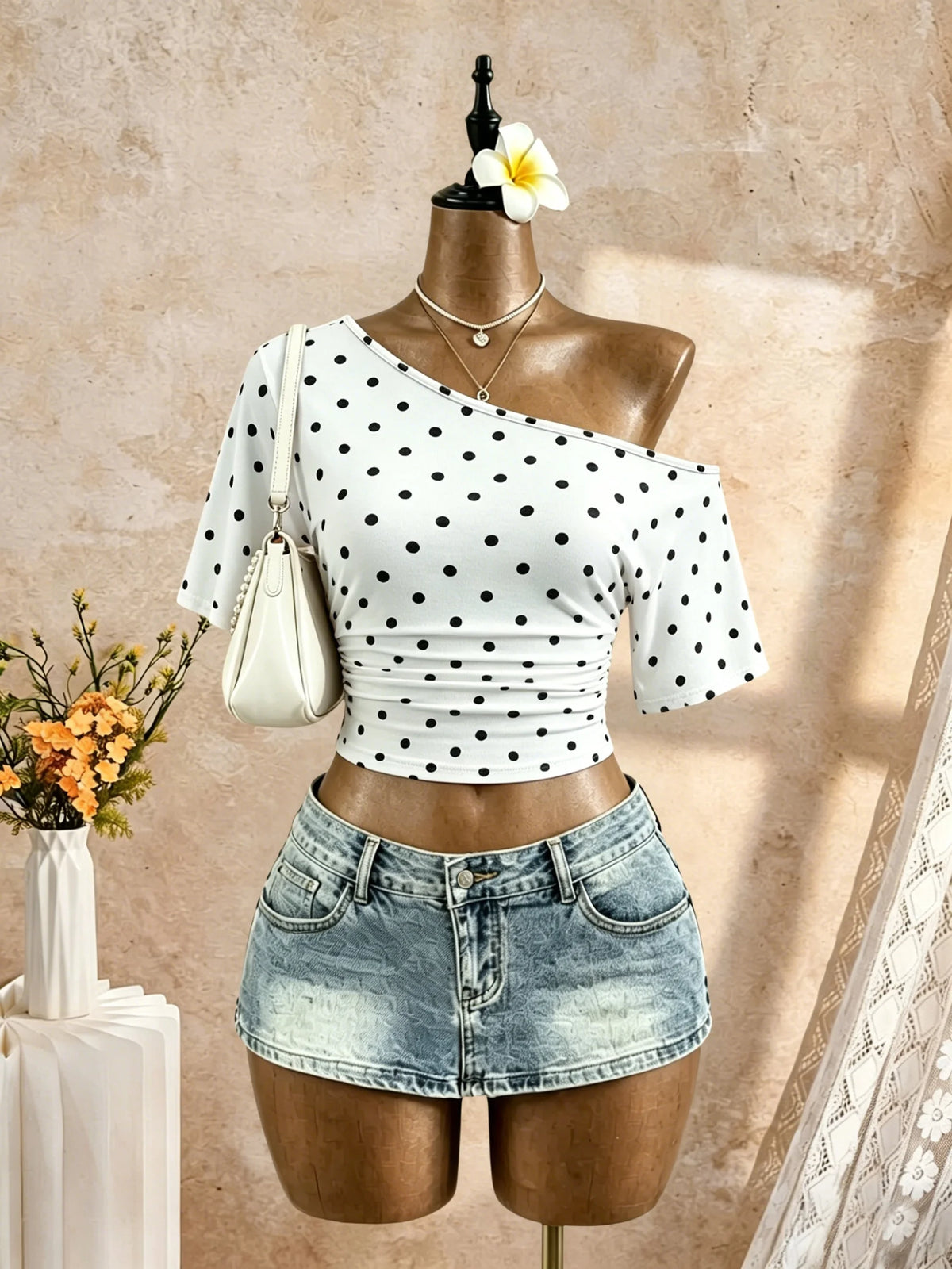 Y2K Ruched One-Shoulder Crop Top