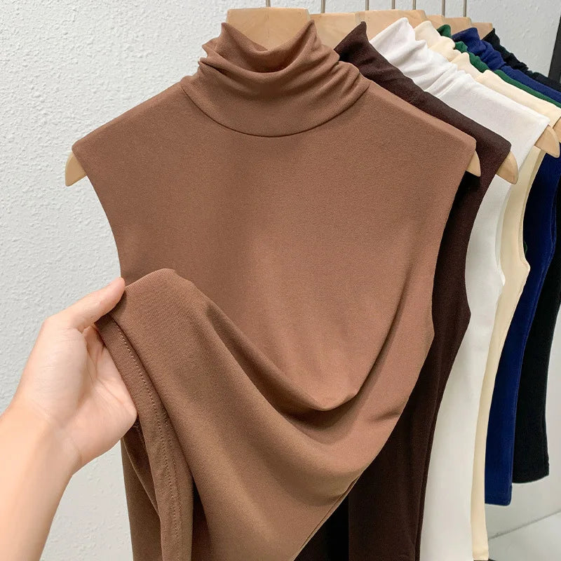 Sheer Mesh High-Neck Top