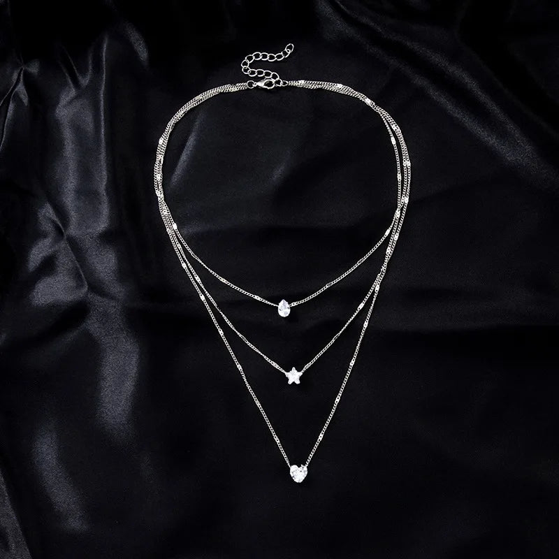 Zircon Layered Choker Necklace