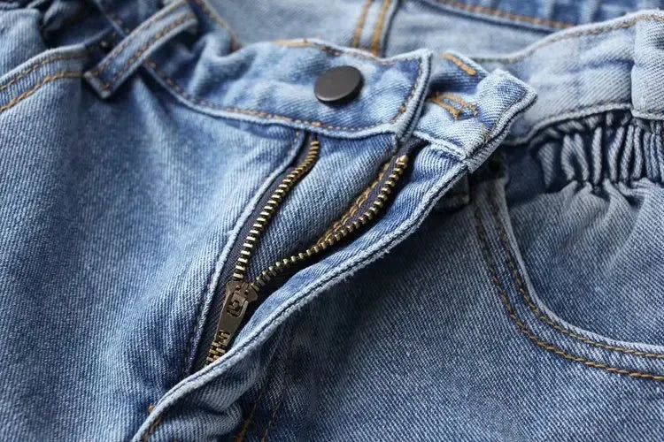 High-Waist Split-Hem Denim Shorts