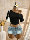 Y2K Ruched One-Shoulder Crop Top